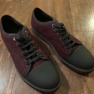 Lanvin Felt Wool Leather Toe Cap Sneaker